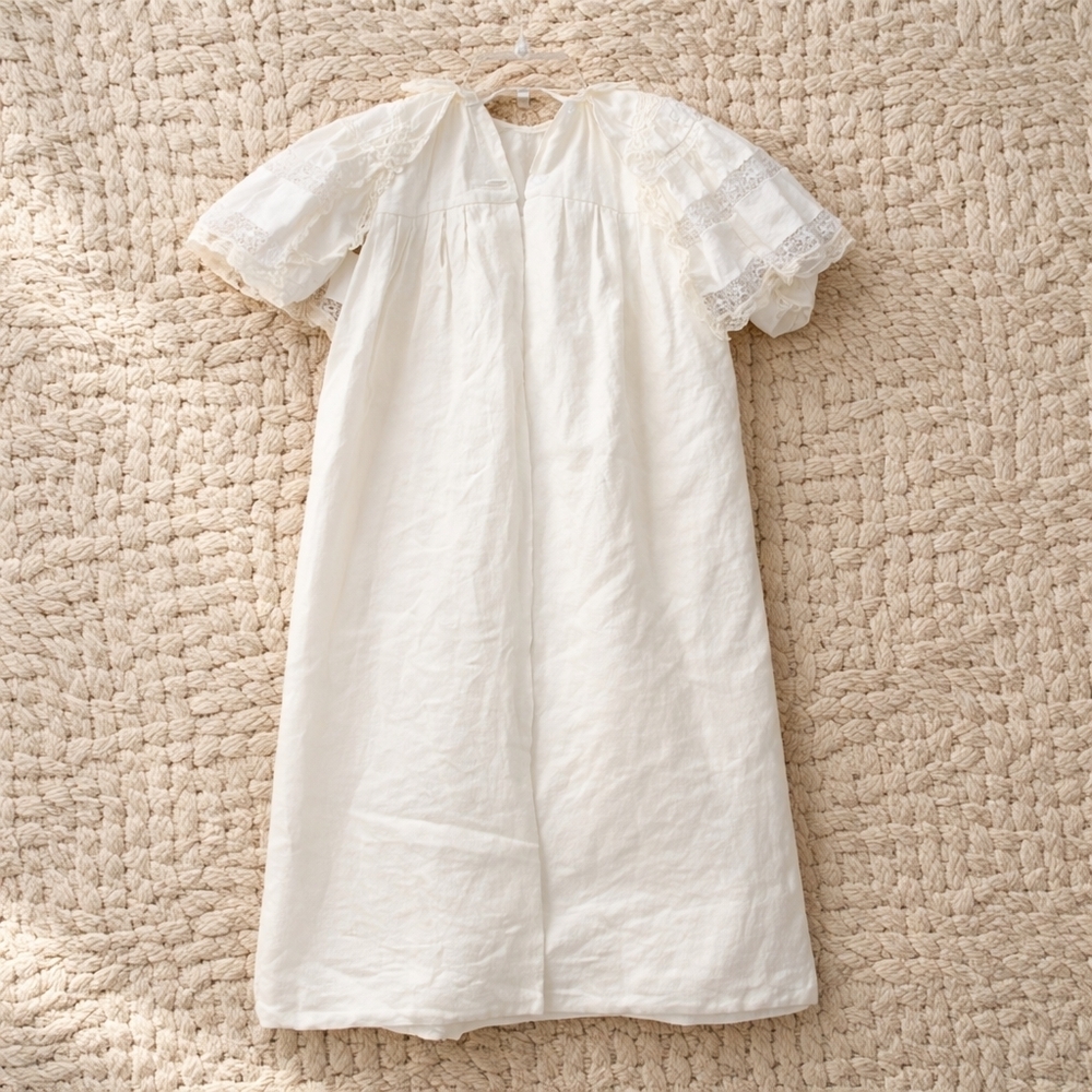 Vintage Antique Edwardian Baby Long Coat Corduroy Lined Lace Cape Collar Infant